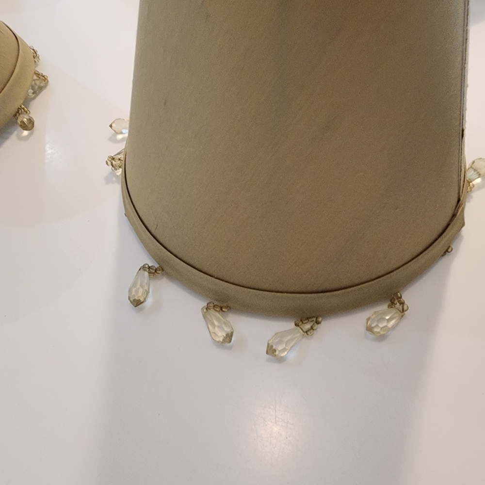 Elegant Beige Lamp Shade with Crystal Accents